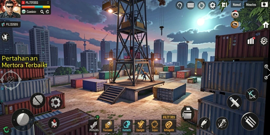 Tampilan gameplay FILTER303 yang mendebarkan dalam mode Tower Defense.