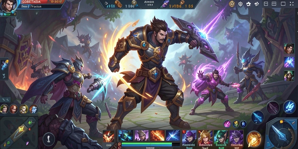 Tampilan gameplay GOBETASIA dengan karakter yang bertarung di arena