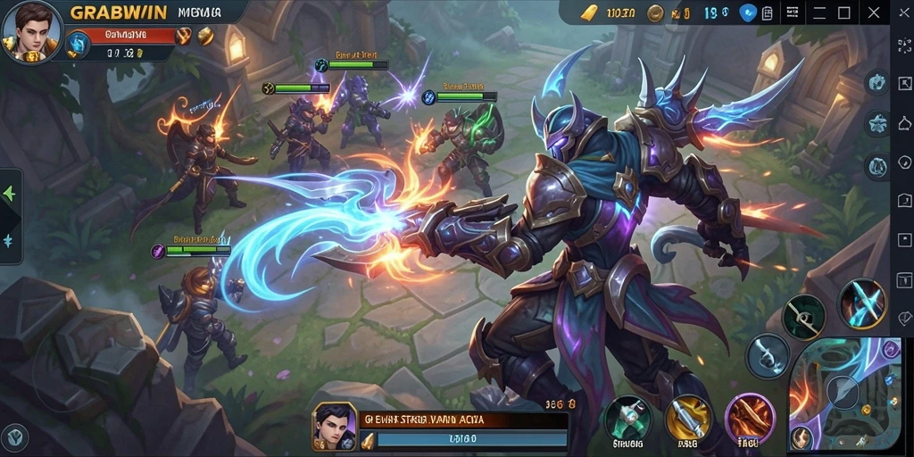 Tampilan gameplay MOBA yang menegangkan dengan karakter unik.