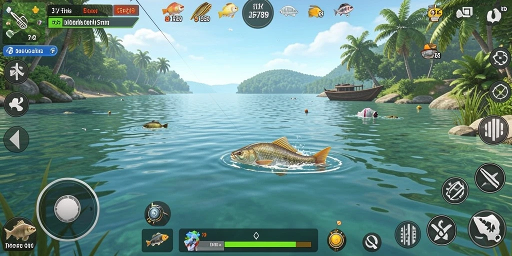 Screenshot menunjukkan momen memancing yang seru dan penuh warna.