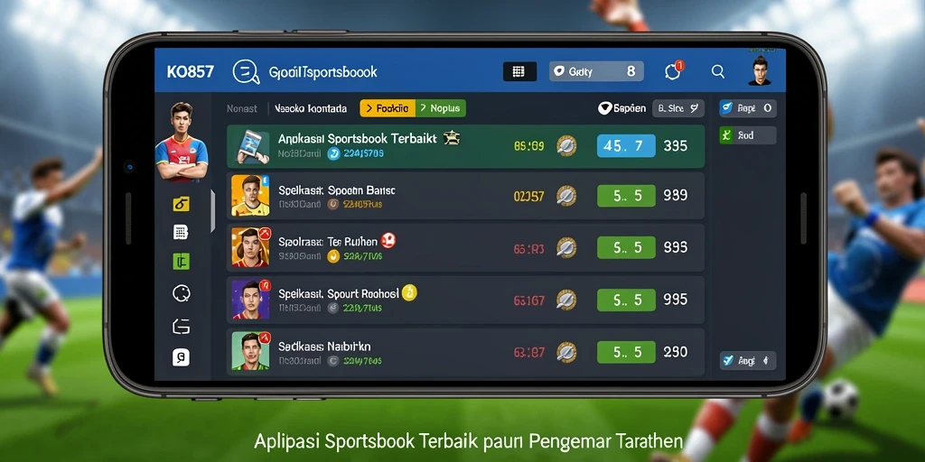 Tampilan screenshot utama KO857 saat pengguna bertaruh pada pertandingan olahraga.