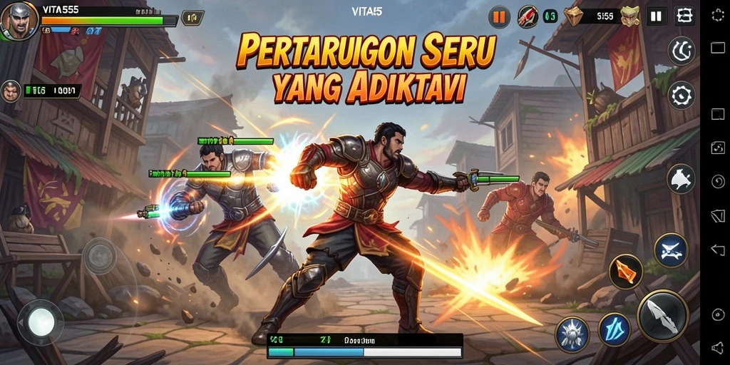 Tampilan gameplay seru dari VITA555 dengan aksi pertarungan yang mendebarkan.