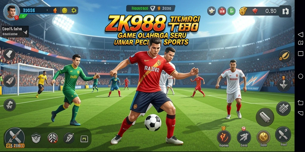 Screenshot gameplay ZK988 menunjukkan aksi olahraga yang mendebarkan.